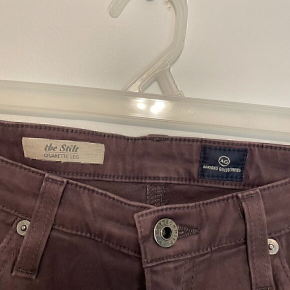 AG ADRIANO GOLDSCHMIED Brushed Sateen Stilt Cigarette Leg Plum Brown Skinny Jean - Picture 5 of 14